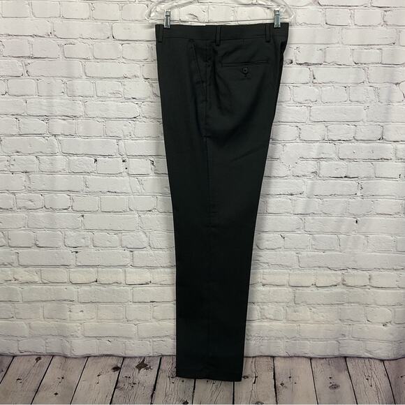 JF J. Ferrar Dress Pant Men's 34 x 32 Black/Gray Pin Stripe Slim Fit Flat Front - Picture 9 of 9